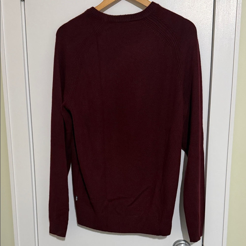 Hugo boss cashmere Men's Deep Red Crewneck Sweater Pullover size L - Picture 8 of 8